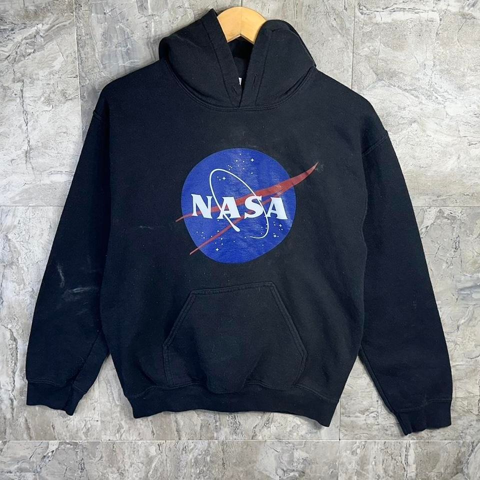 Black Nasa Hoodie With A Worn Look Men's Small